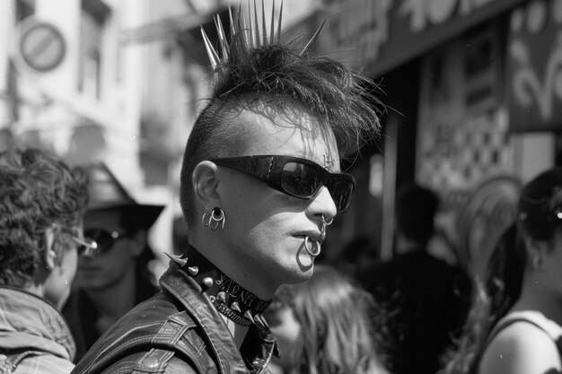 Photo a man with a mohawk and a scarf on his head