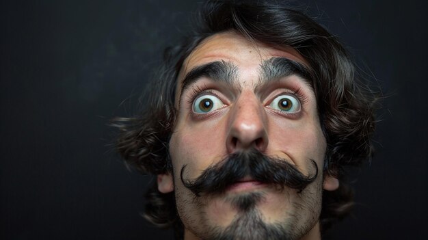 Photo a man with a mustache and beard is shown with a black background