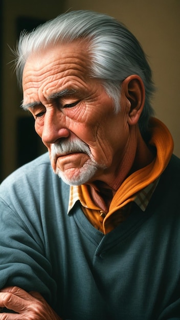 A man with a mustache and a beard tired old men senior