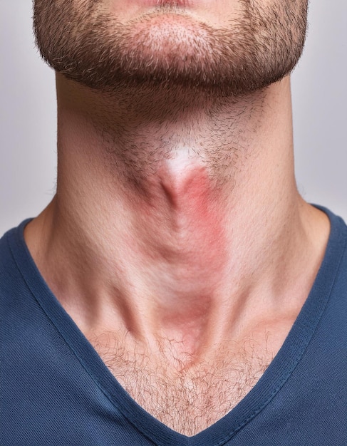 Photo a man with a neck that has a red spot on it