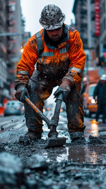 a man with an orange jacket that says fireman on it