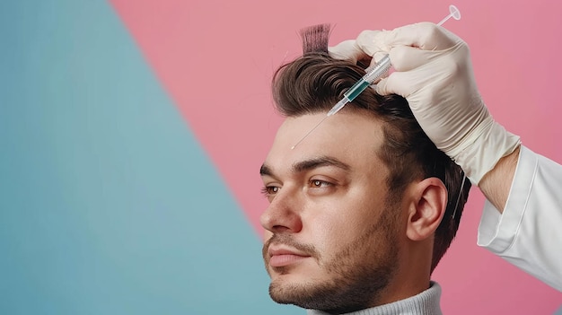 a man with a paintbrush on his head