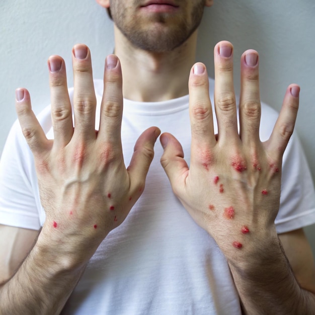 Photo a man with pink nail polish on his hands