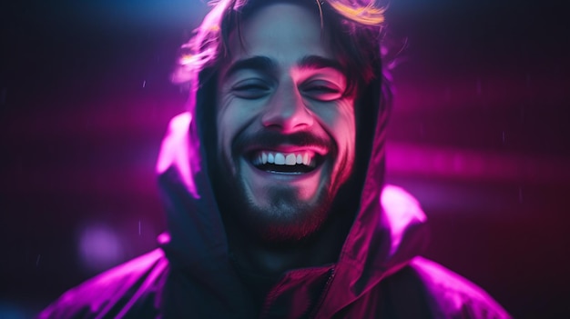 A man with a purple light behind him