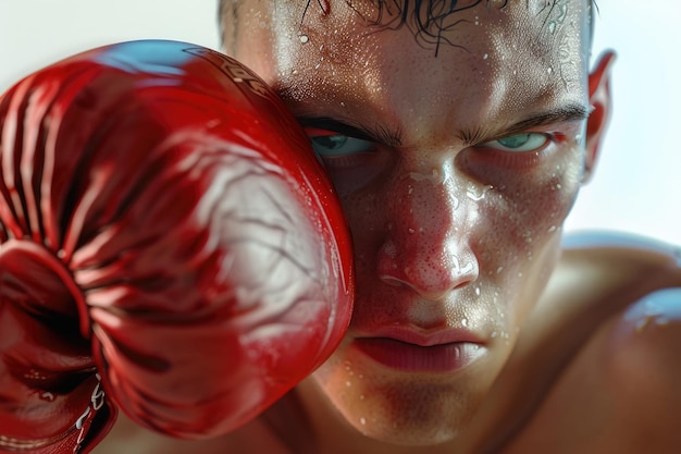 Photo a man with a red boxing glove that says quot no quot on the face