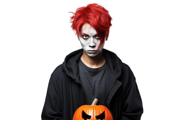 A man with red hair holding a pumpkin Perfect for Halloween decorations or autumnthemed designs