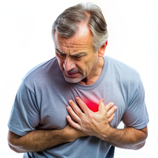 Photo a man with a red heart on his chest is holding a ball