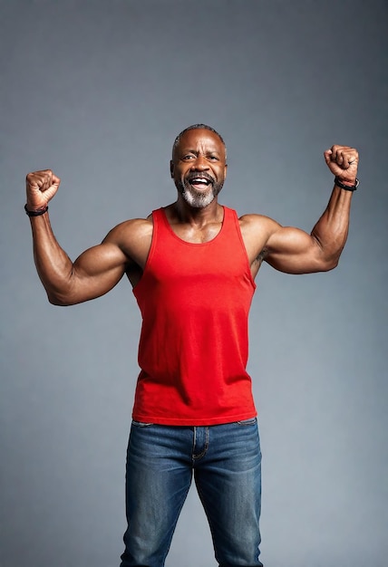 a man with a red shirt that says quot bald quot on it