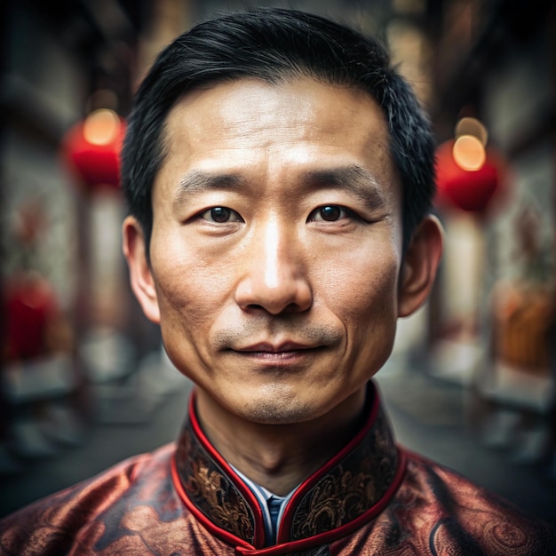 Photo a man with a red shirt that says quot chinese quot on it