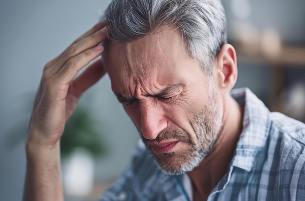 Man with severe headache