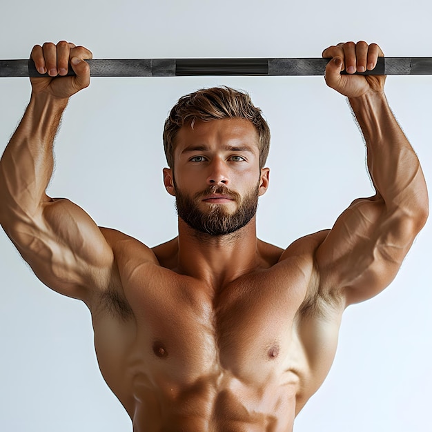 Photo a man with a shirt that says  muscular  on the back of his body