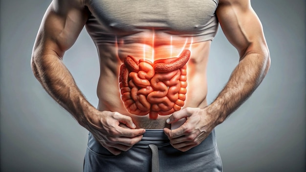 Photo a man with a stomach full of beans and a shirt that says  diet