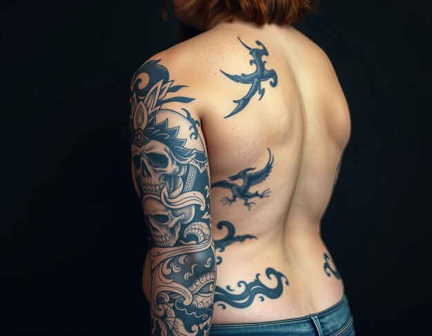 Photo a man with a tattoo on his back