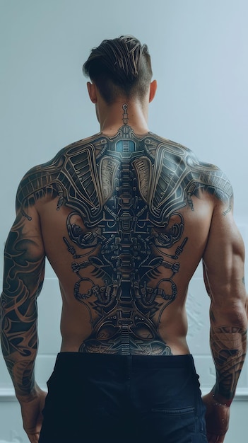 Photo a man with a tattoo on his back