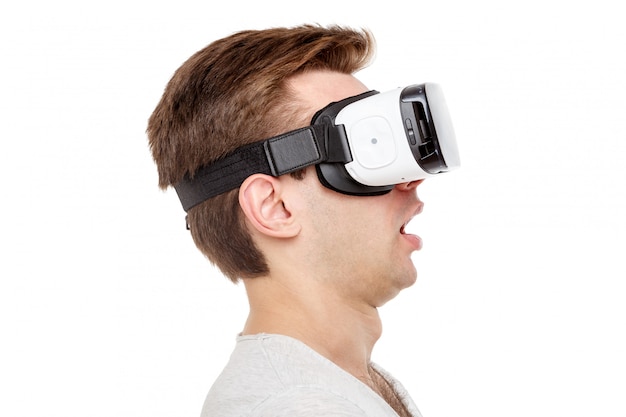 Man with virtual reality goggles