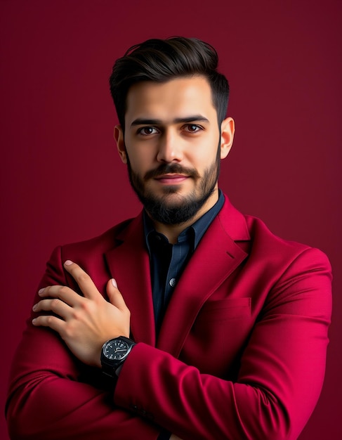 a man with a watch on his left arm is posing for a photo