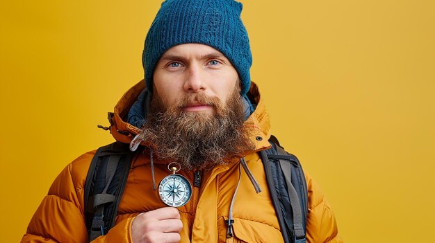 Photo a man with a watch on his left hand is holding a compass