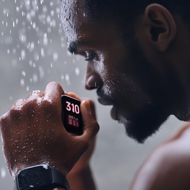 Photo a man with a watch that says the number 40 on it