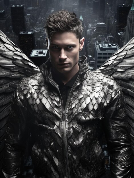 man with wings HD 8K wallpaper Stock Photographic Image