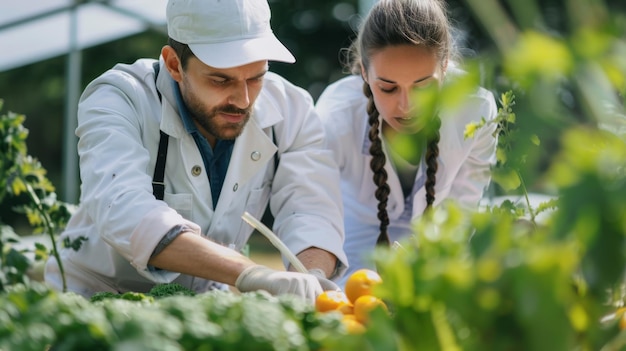 Photo a man and woman are cutting vegetables with a woman