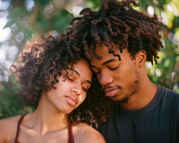 Photo a man and woman are embracing each other and one has a black shirt on