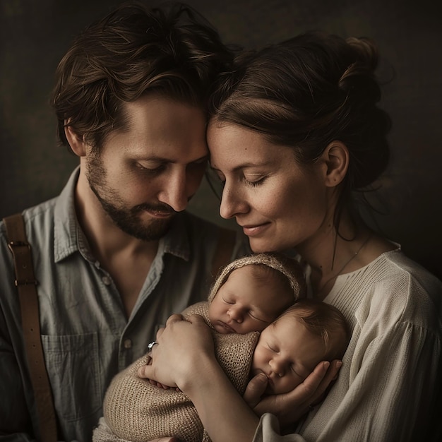 a man and woman are holding their newborn baby