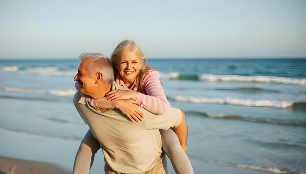 Photo a man and woman are hugging each other on the beach