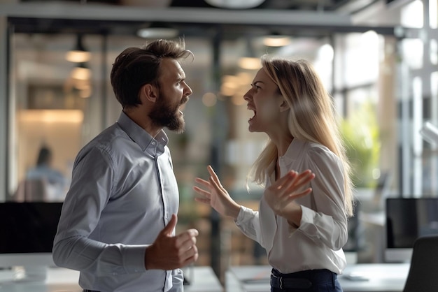 a man and woman are laughing and having a conversation