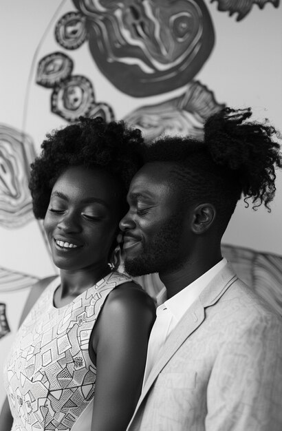 a man and woman are posing for a photo together