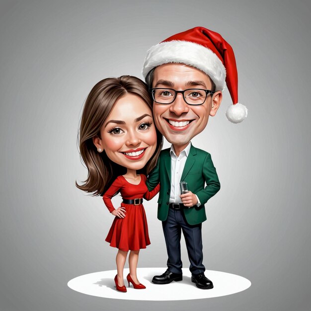 a man and a woman are posing for a picture with a santa hat on