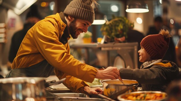 Photo a man and a woman are preparing food in a kitchen