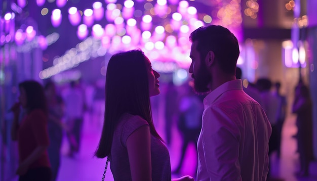 man and woman conversation in club having drinks