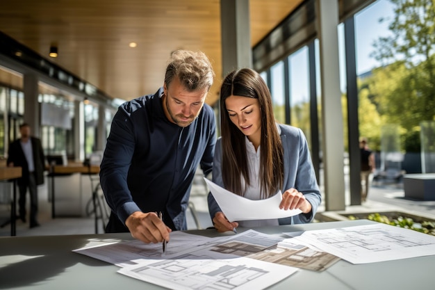 Man and Woman Engineers of the Project On The Construction Generative AI