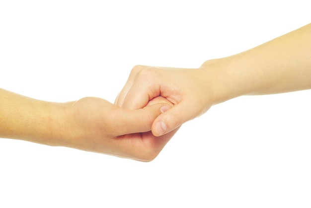 Man and woman hands isolated on white background