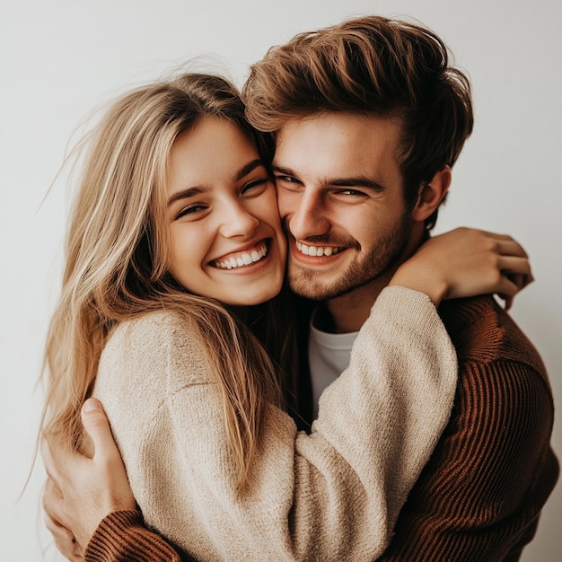 Photo a man and woman hugging each other with a woman hugging