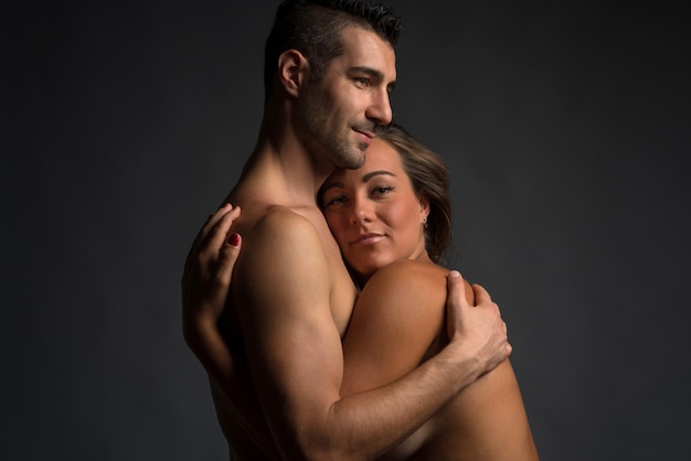 Man and woman hugging