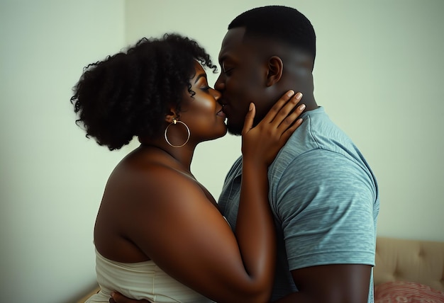 a man and woman kiss in front of a wall with the words  love  on it