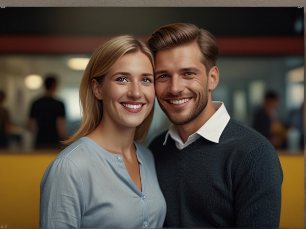 a man and woman pose for a photo with the words quot the date quot