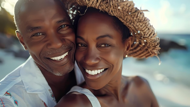 a man and woman pose for a photo with the words  love  on the face