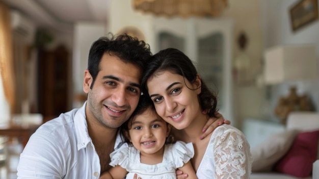 Man and Woman Posed With Baby for Family Portrait