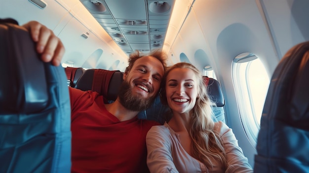 Man and Woman Sitting on an Airplane