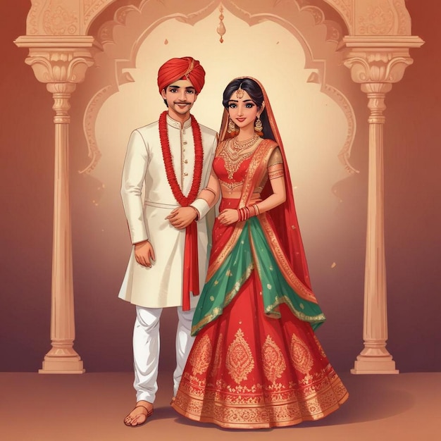 A man and woman in traditional indian attire