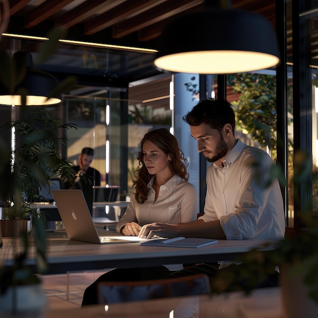 A man and woman using pc and discussing