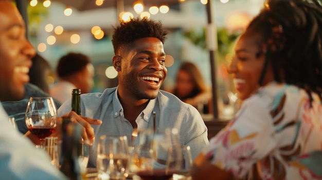 Man woman wine glasses smiling table sitting