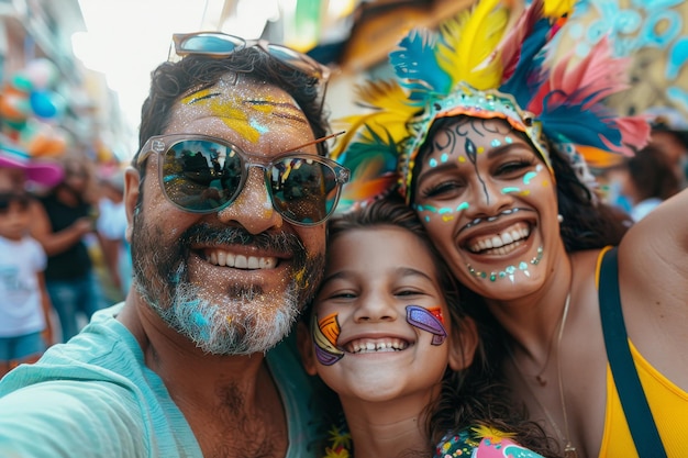 A man and a woman with a child are smiling and posing for a picture