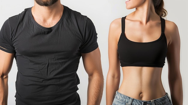 Man and womans torso isolated on a white background