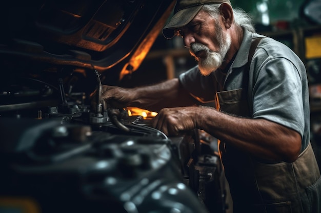 A man working on a car engine