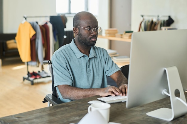 Man working on computer at home