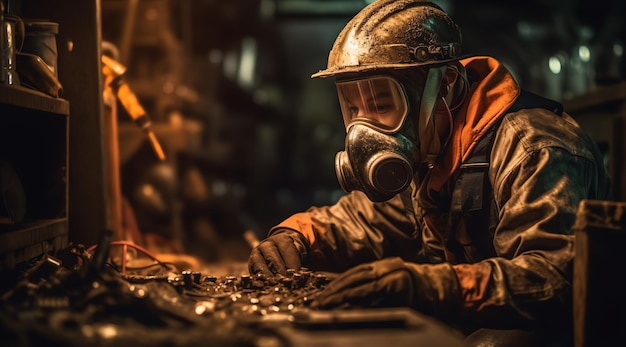 A man working on a desk machine