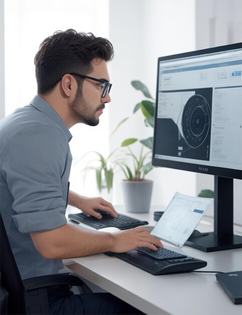 man working on desktop